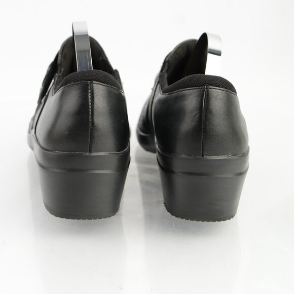 Clarks Womens Angie Pearl Loafers Size 7 M Black Leather Booties Shoe Block Heel - Picture 4 of 12